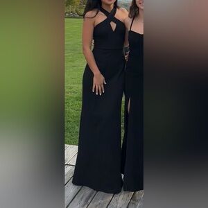 Elegant Black Halter Neck Maxi Dress